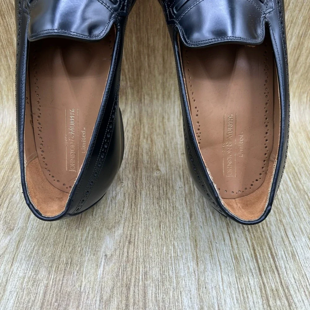 Johnston & Murphy Tassel Loafer Men's Size 10.5 D Black Wingtip Kiltie 24-93310